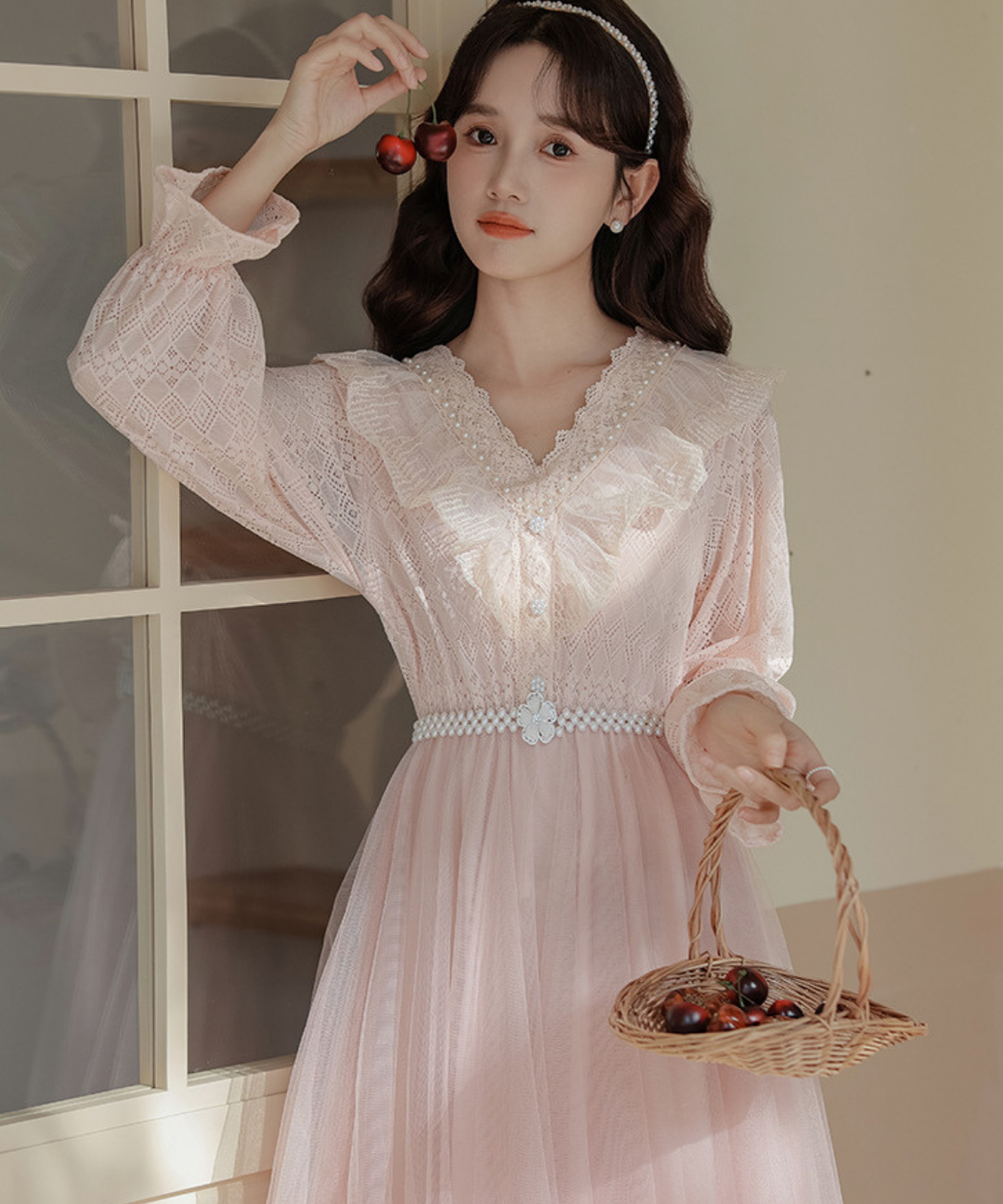 GOLDS♡リボン∞サテン∞レース♡フロントドレープ×ラッフルフリル♡ワンピース ROJITA ワンピース レースリボンラッフルスリーブロング