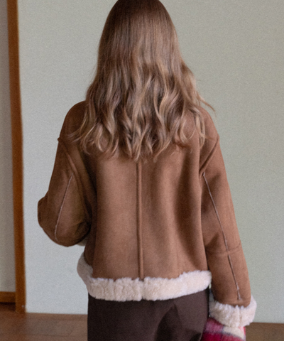 スエード調スタンドカラーリバーシブルボアジャケット