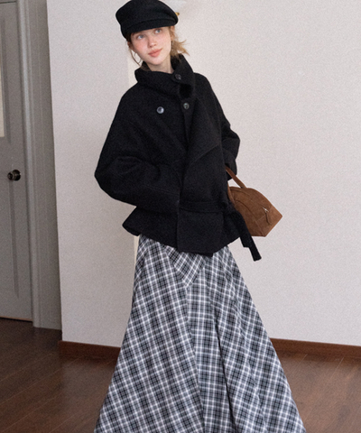 ダブルボタンベルテッドショートジャケット