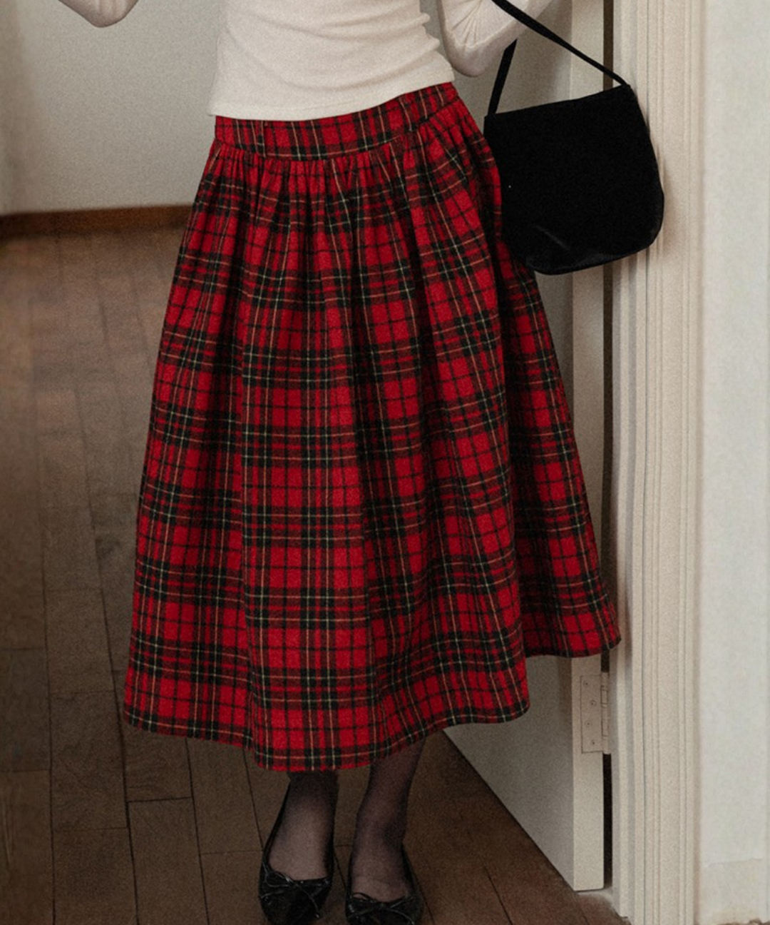 ウール風タータンチェックフレアスカート – jemiremi（ジェミレミ）