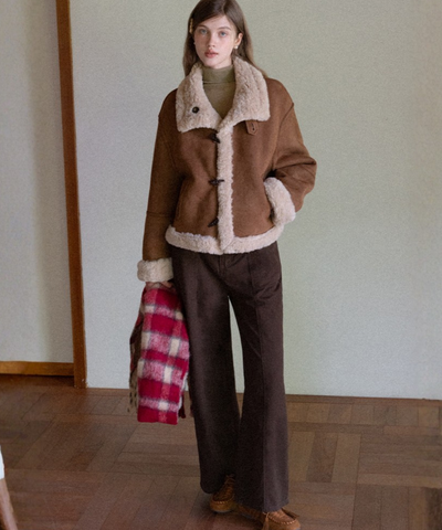 スエード調スタンドカラーリバーシブルボアジャケット