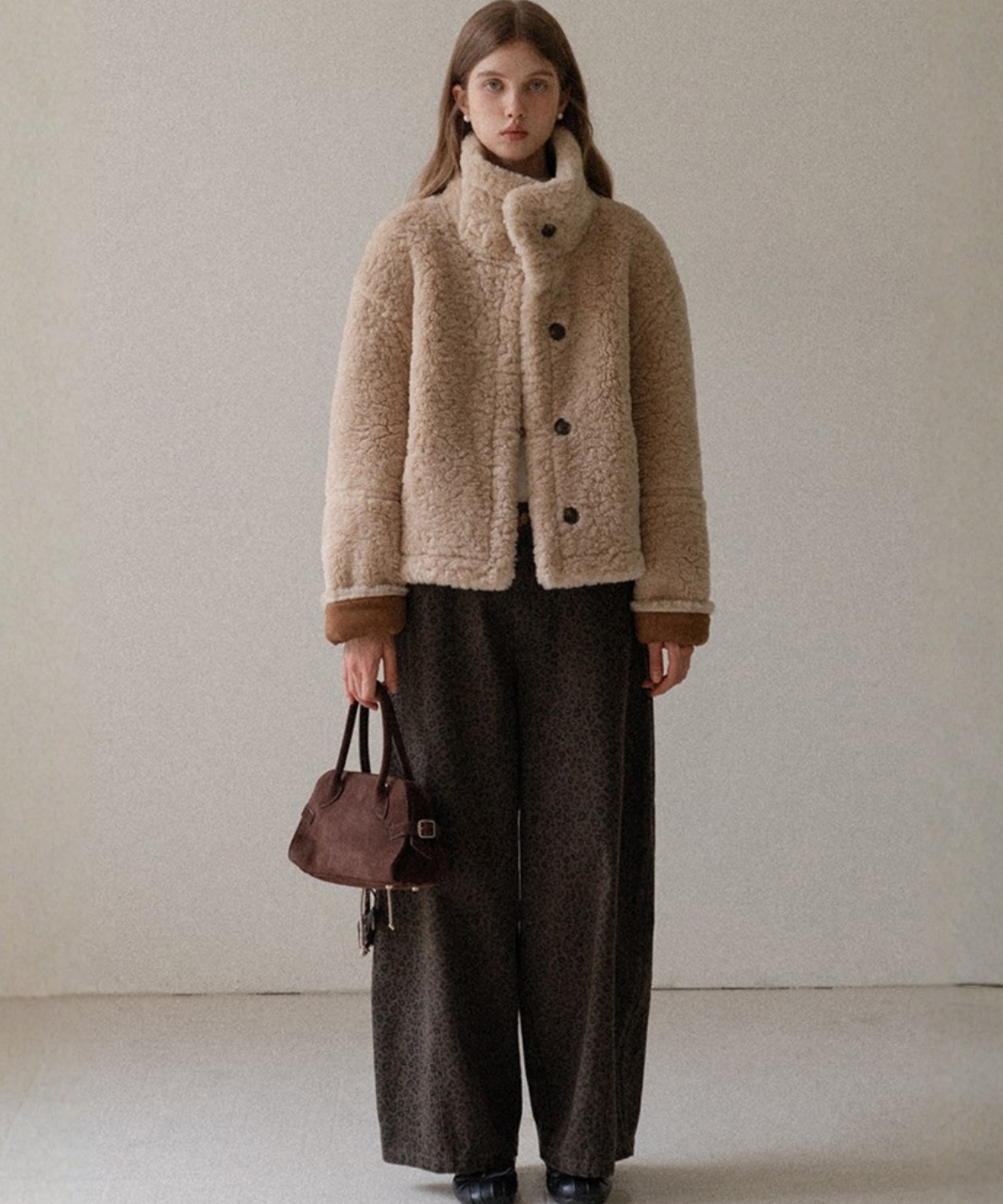 スエード調スタンドカラーリバーシブルボアジャケット