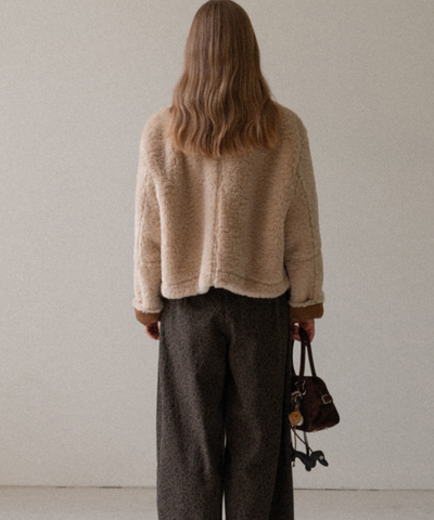 スエード調スタンドカラーリバーシブルボアジャケット