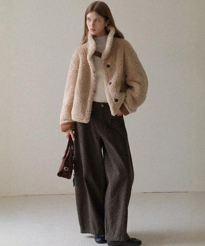 スエード調スタンドカラーリバーシブルボアジャケット