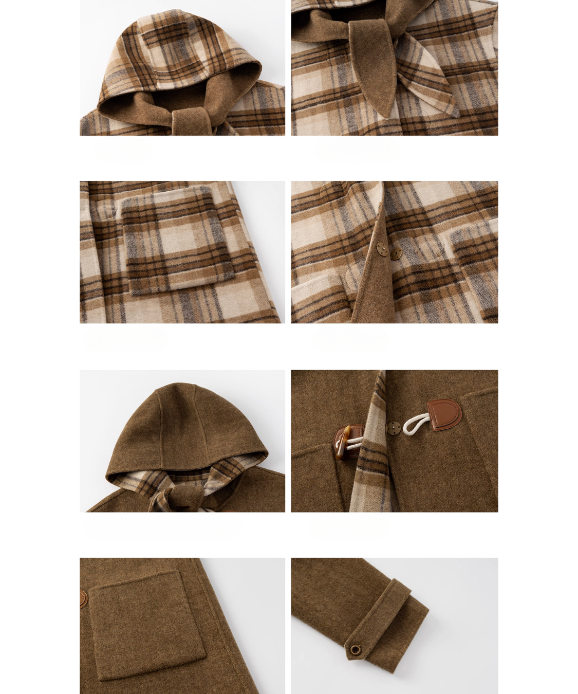 無地×チェックリバーシブルダッフルコート