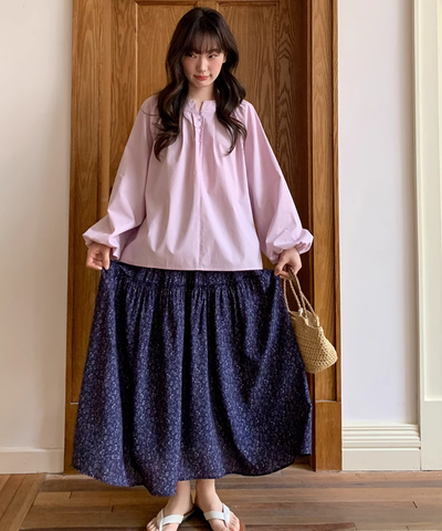 小花柄Aラインロングスカート