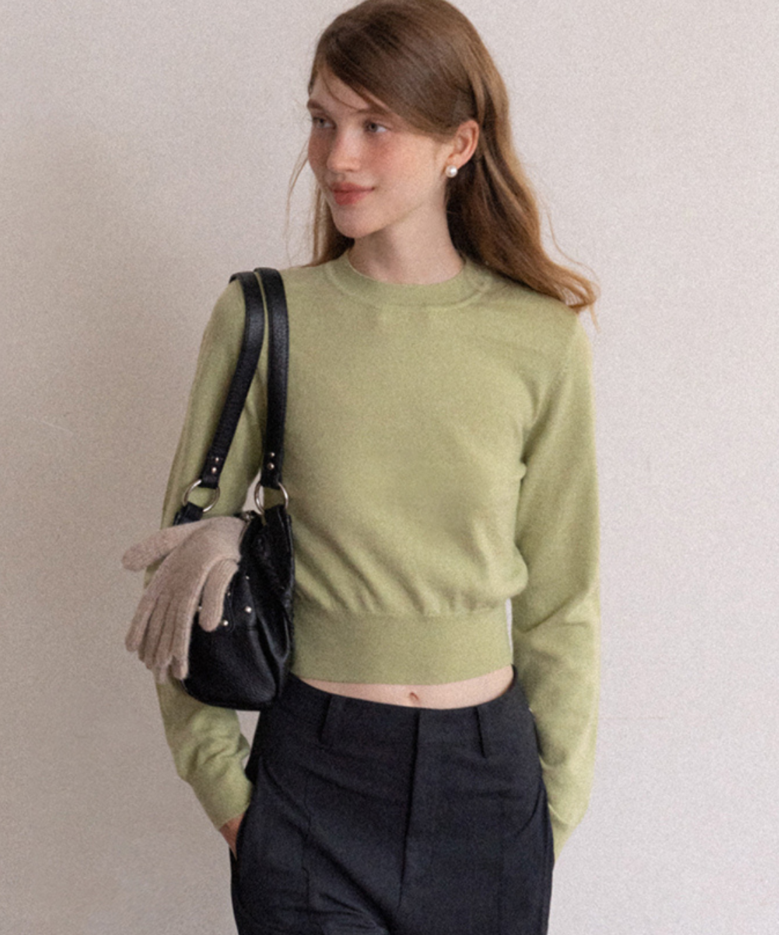 スリムフィットリブニットショートトップス