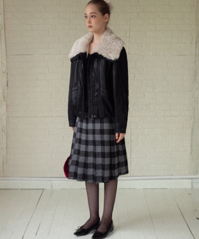 オーバーサイズボアカラーフェイクレザージャケット