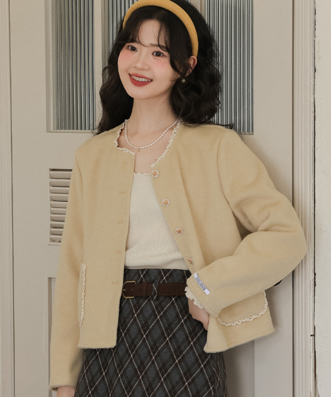 フェミニン配色フリルパイピングジャケット