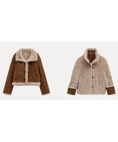 スエード調スタンドカラーリバーシブルボアジャケット