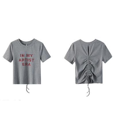 クルーネックバックドロストロゴTシャツ