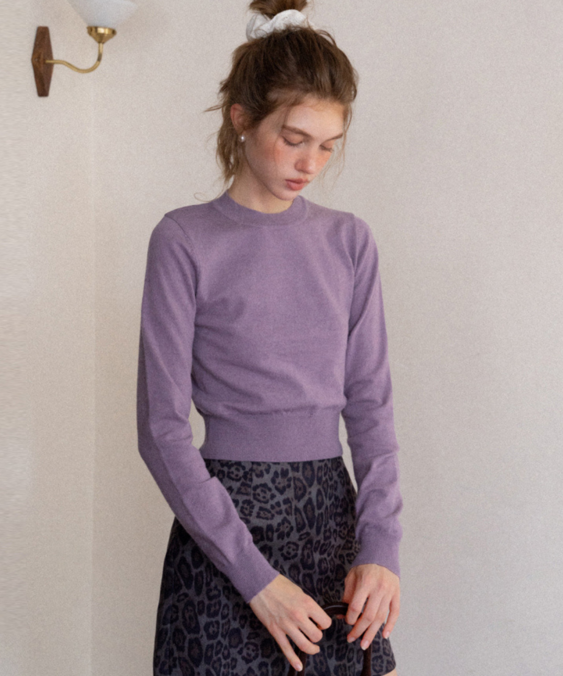 スリムフィットリブニットショートトップス