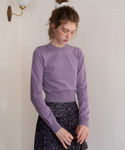 スリムフィットリブニットショートトップス