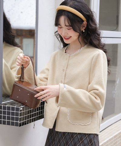 フェミニン配色フリルパイピングジャケット