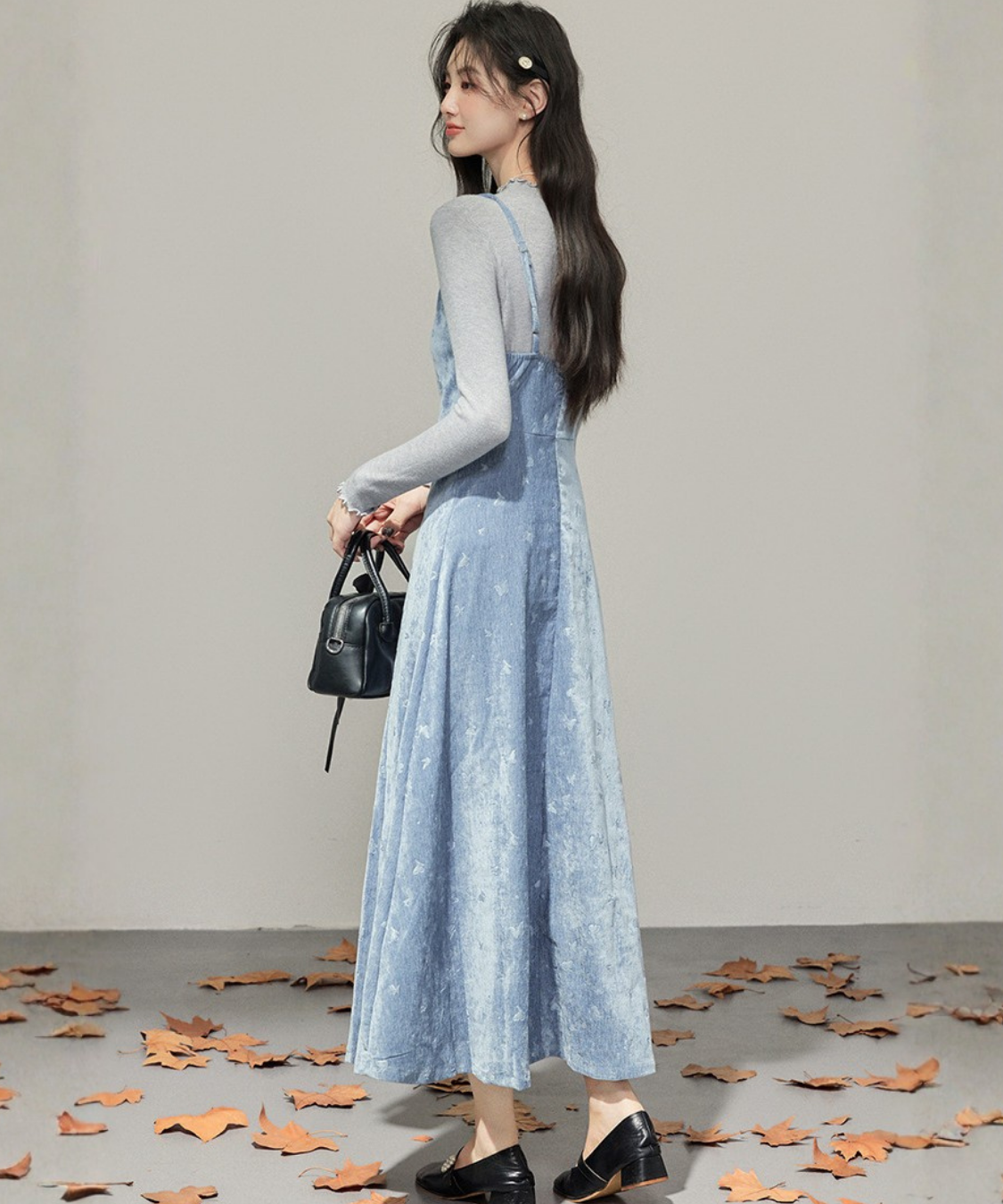 バタフライモチーフキャミワンピ＋ハイネックトップス 2点セット