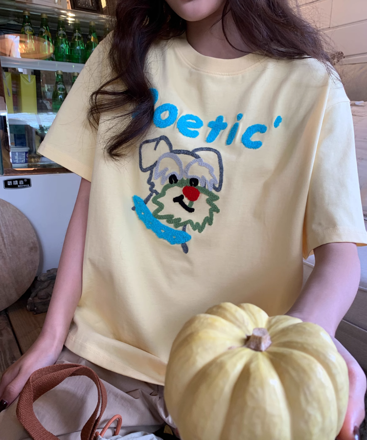 タオル刺繍ドッグTシャツ