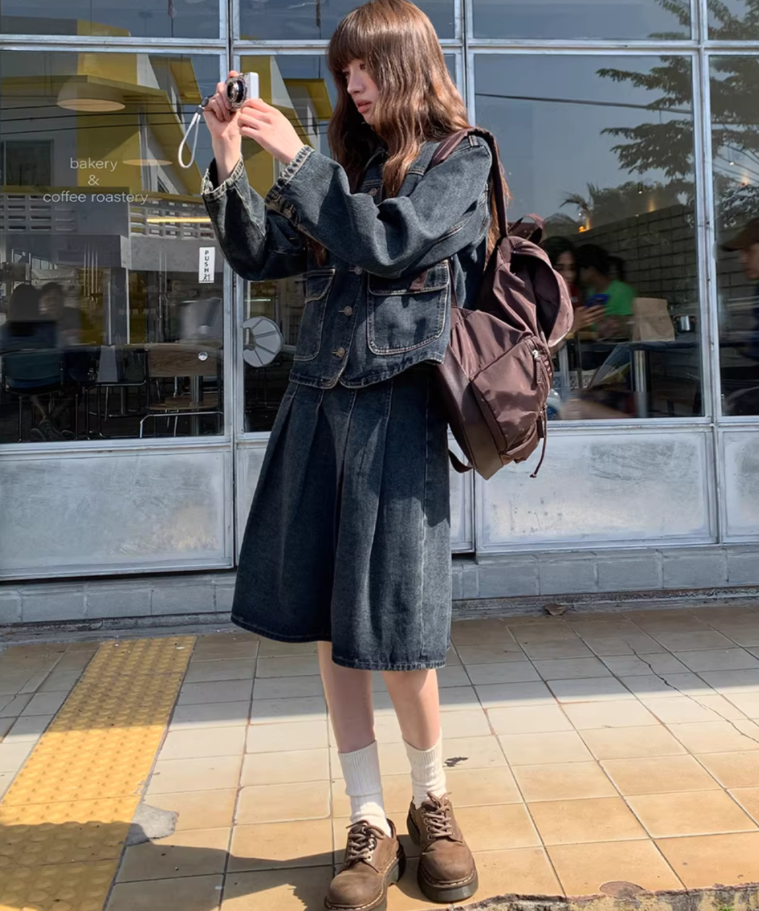 トム＆ジェリー　デニムスカート　未使用 THE BRAVEMAN×TOM&JERRY トムジェリ コラボ ストレッチ デニムスカート