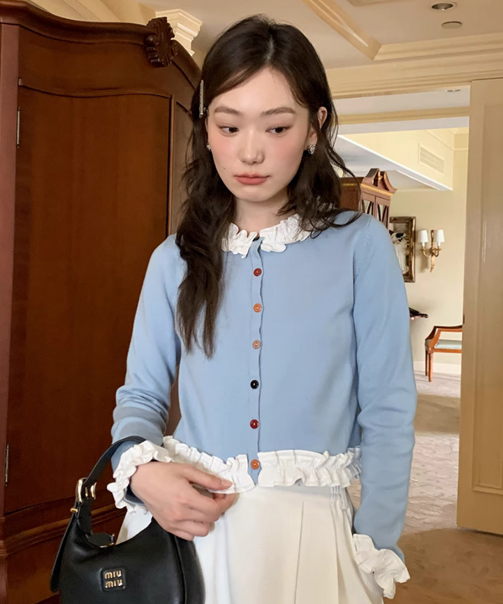 カラフルボタンフリルニットカーディガン – jemiremi（ジェミレミ）