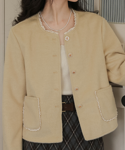 フェミニン配色フリルパイピングジャケット