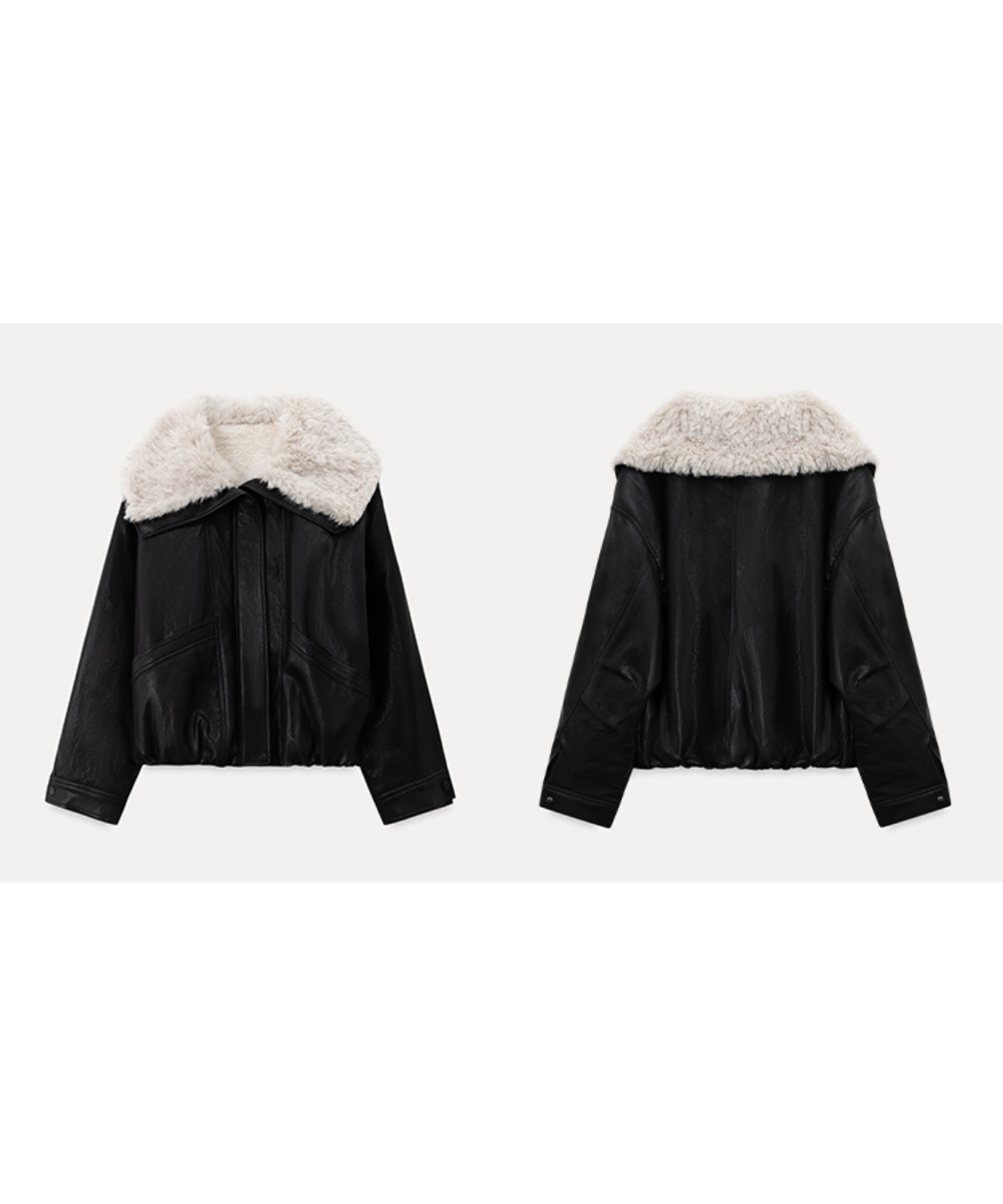 オーバーサイズボアカラーフェイクレザージャケット