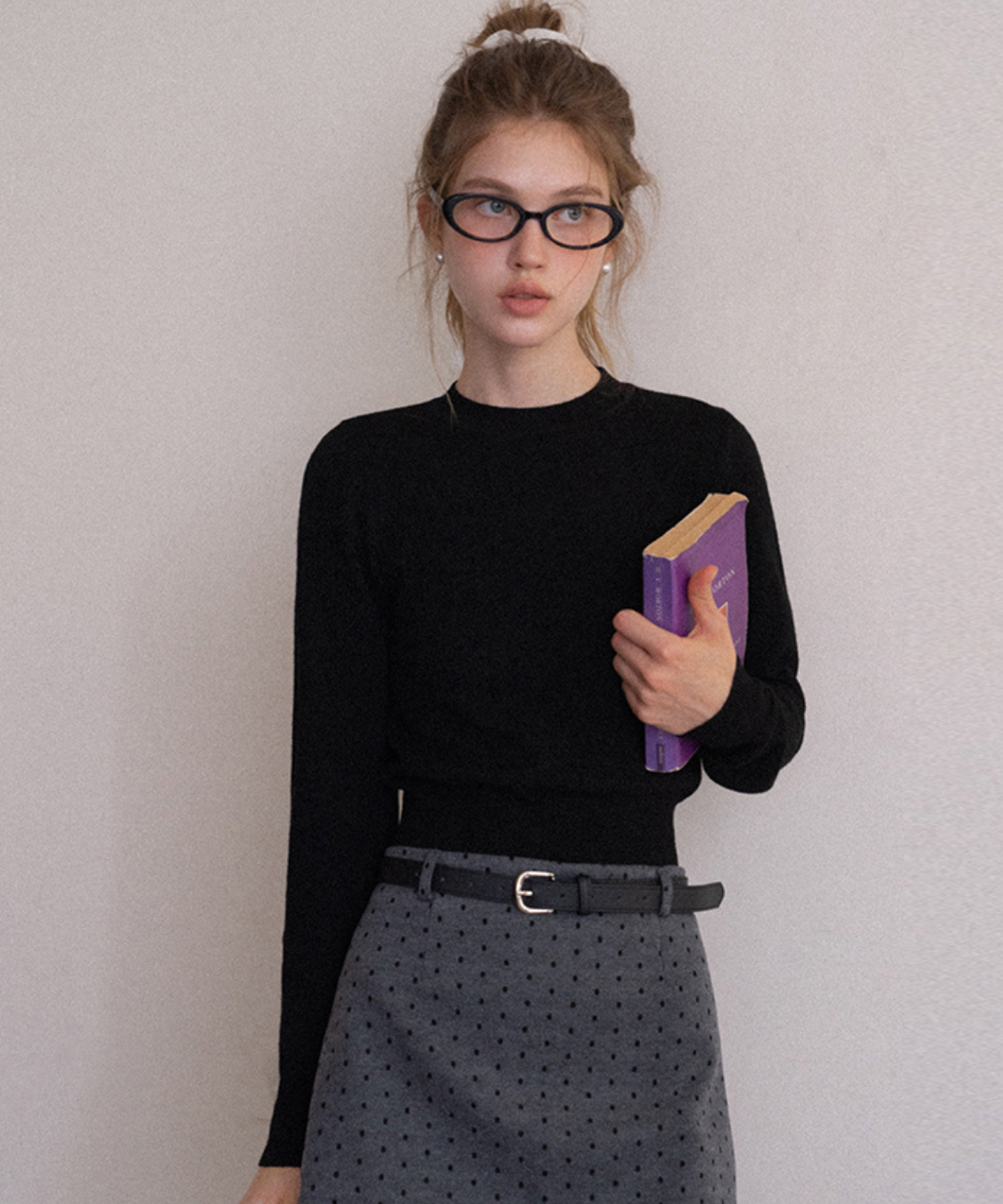 スリムフィットリブニットショートトップス