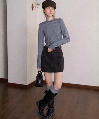 スリムフィットリブニットショートトップス