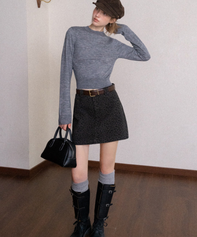 スリムフィットリブニットショートトップス