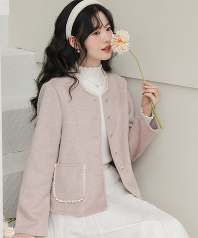 フェミニン配色フリルパイピングジャケット