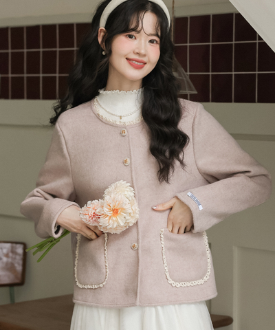 フェミニン配色フリルパイピングジャケット