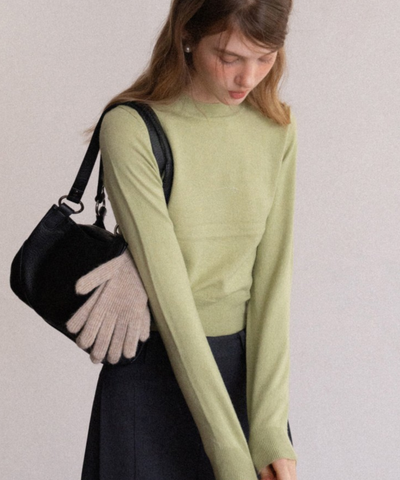 スリムフィットリブニットショートトップス