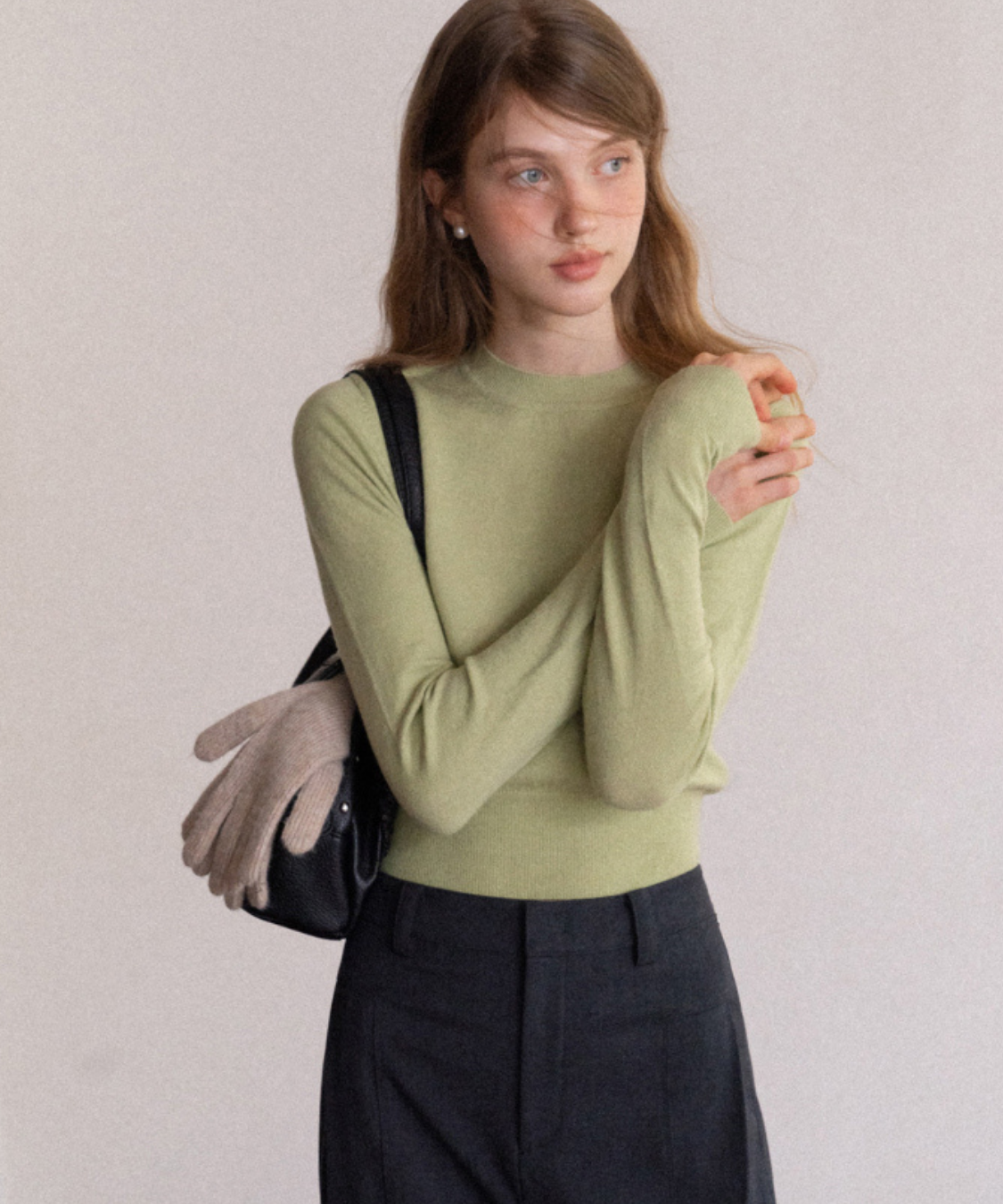 スリムフィットリブニットショートトップス