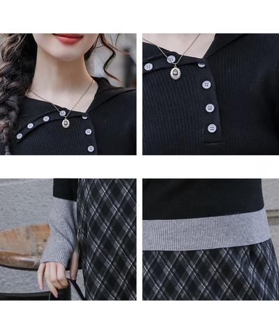 配色カフスリブニットトップス