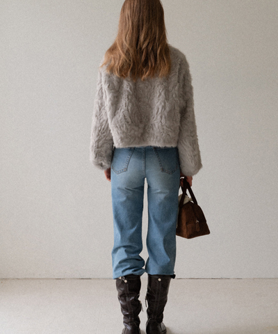 フェイクファーノーカラートグルボタンジャケット