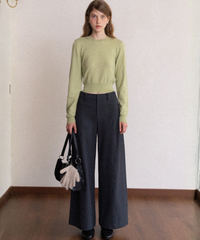 スリムフィットリブニットショートトップス