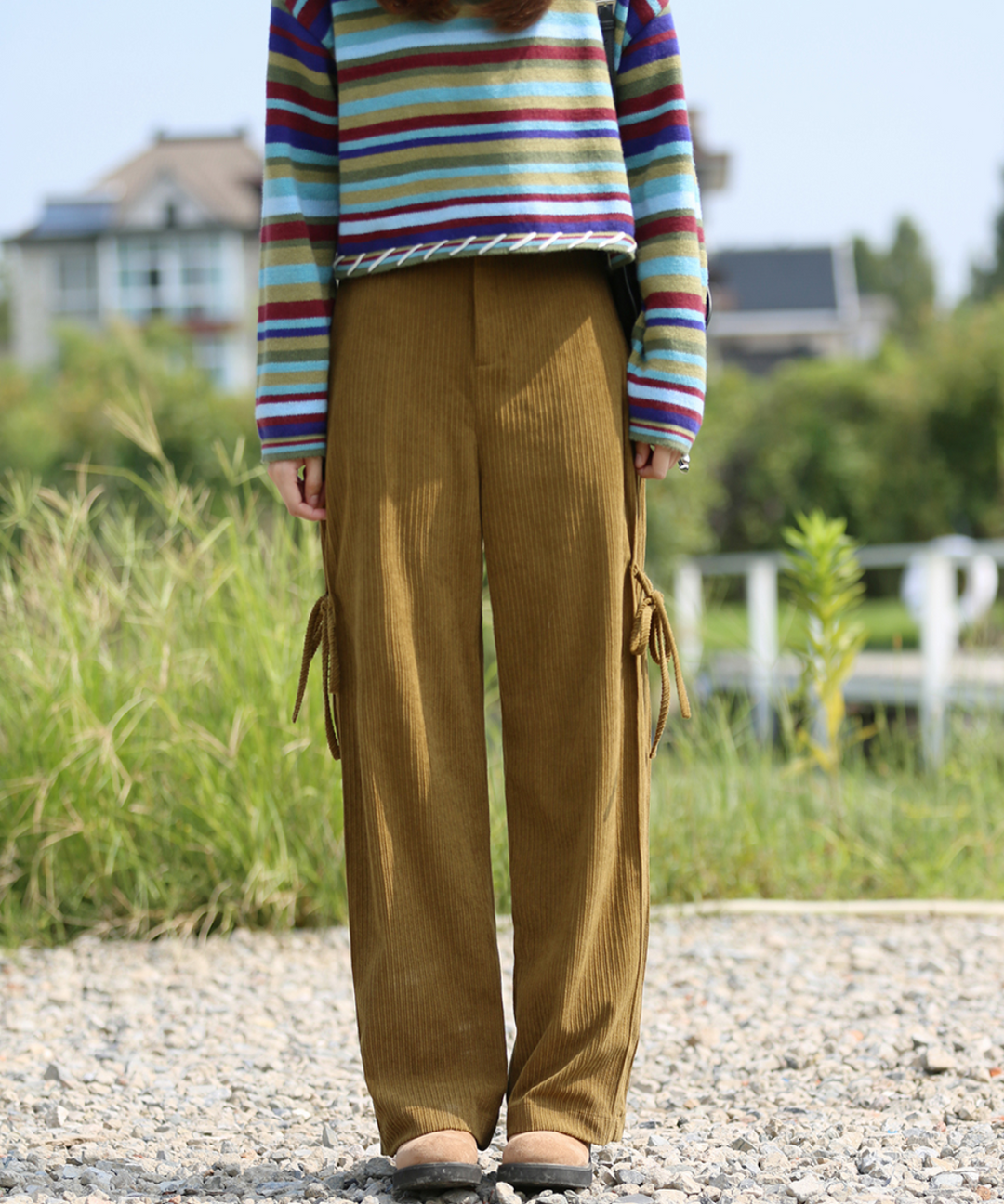 サイドリボンコーデュロイストレートパンツ – jemiremi（ジェミレミ） 