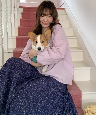 小花柄Aラインロングスカート