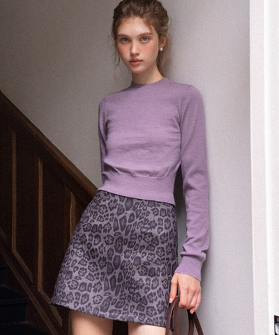 スリムフィットリブニットショートトップス