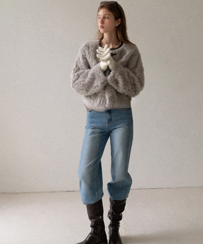 フェイクファーノーカラートグルボタンジャケット