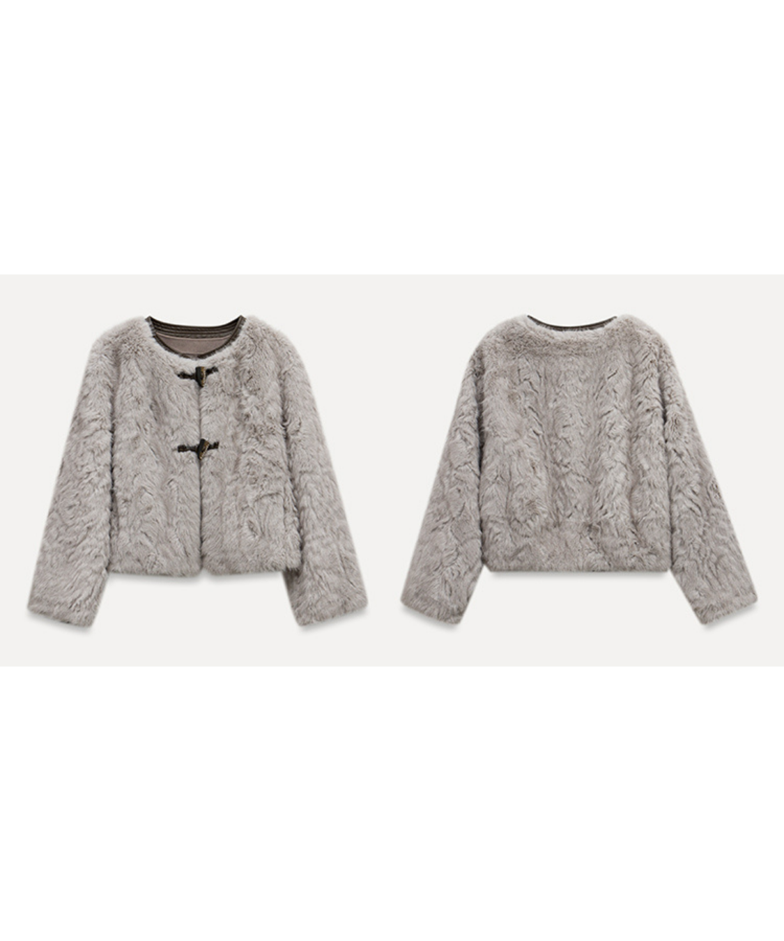 フェイクファーノーカラートグルボタンジャケット