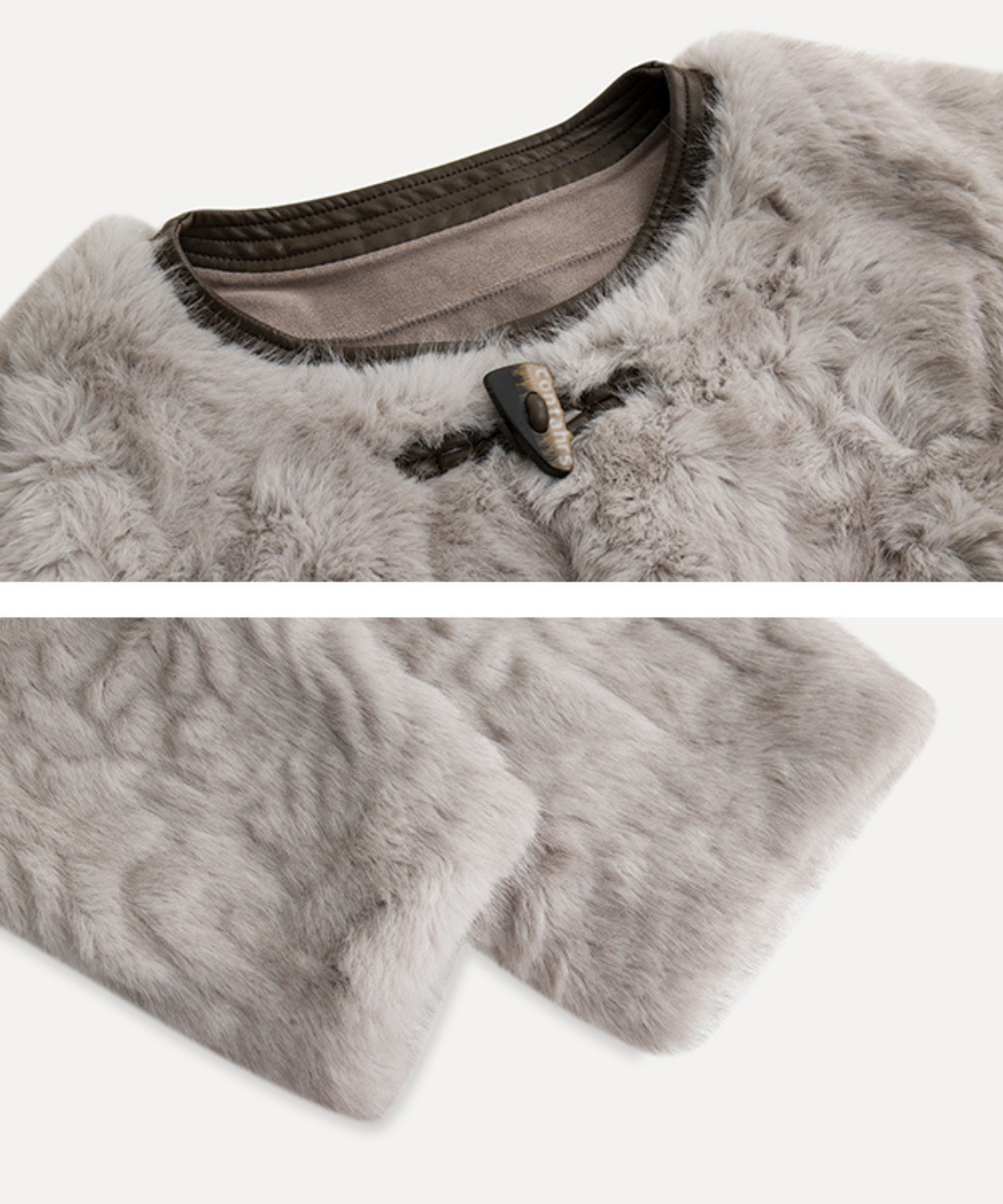 フェイクファーノーカラートグルボタンジャケット