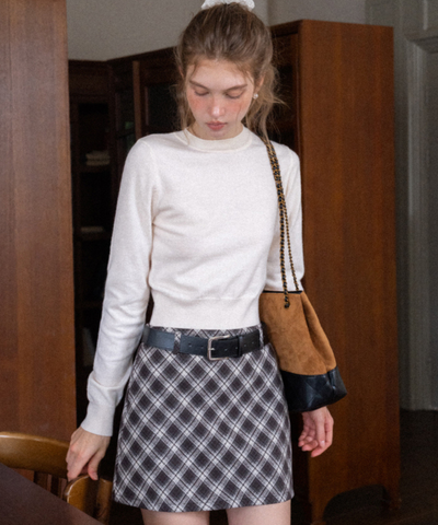 スリムフィットリブニットショートトップス