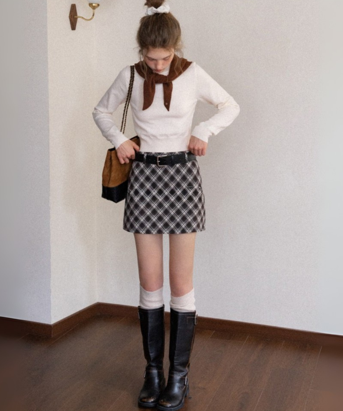 スリムフィットリブニットショートトップス