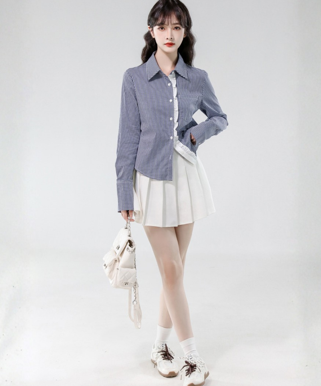 フリルラインギンガムカフスシャツ