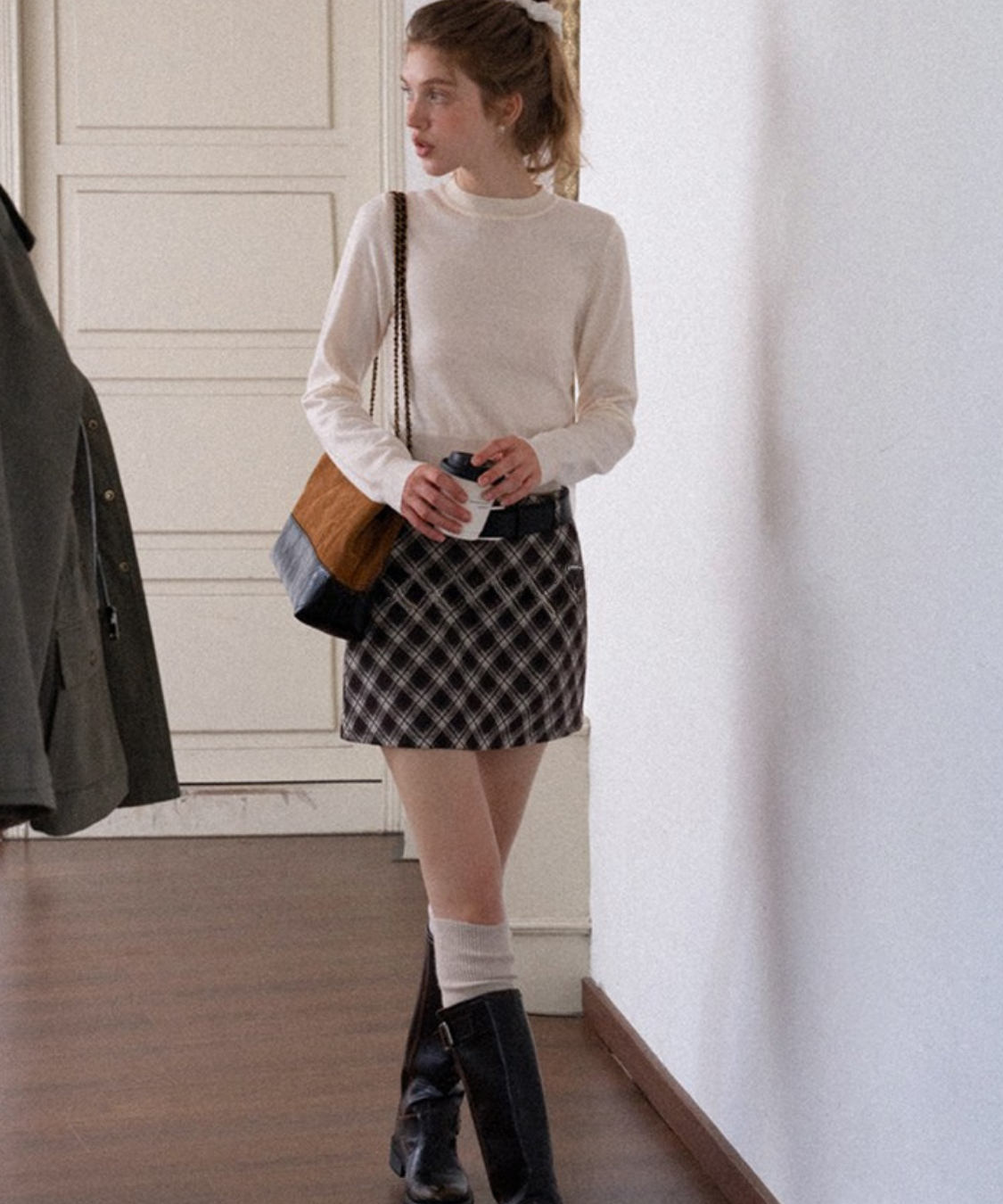 スリムフィットリブニットショートトップス