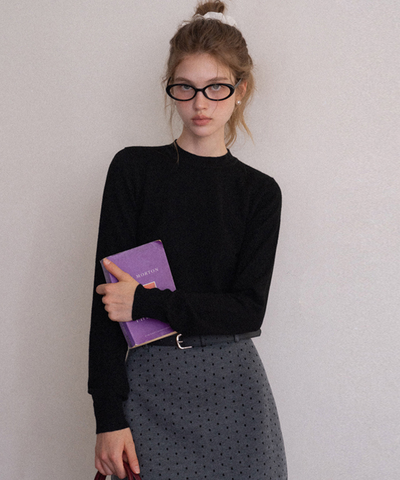 スリムフィットリブニットショートトップス