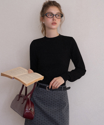 スリムフィットリブニットショートトップス