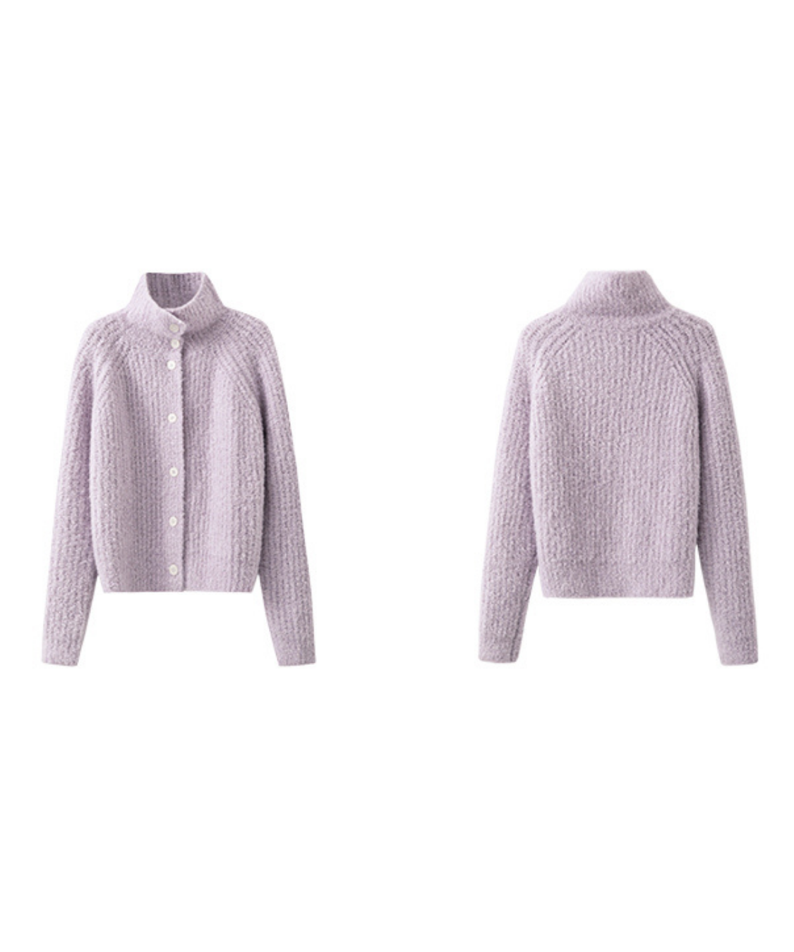 スタンドネックモヘア調オーバーサイズカーディガン