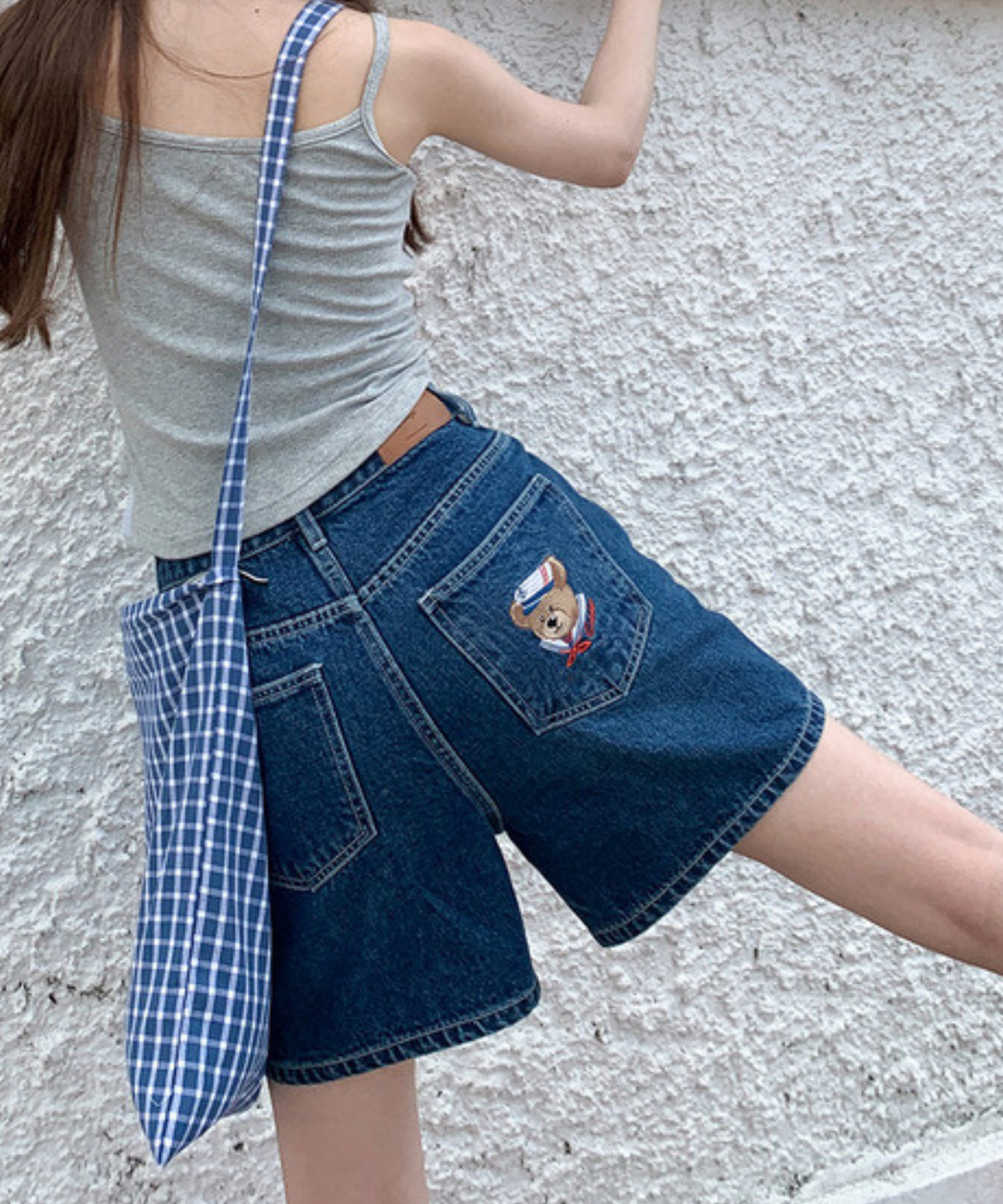ベア刺繍ポケットショートデニムパンツ – jemiremi（ジェミレミ）