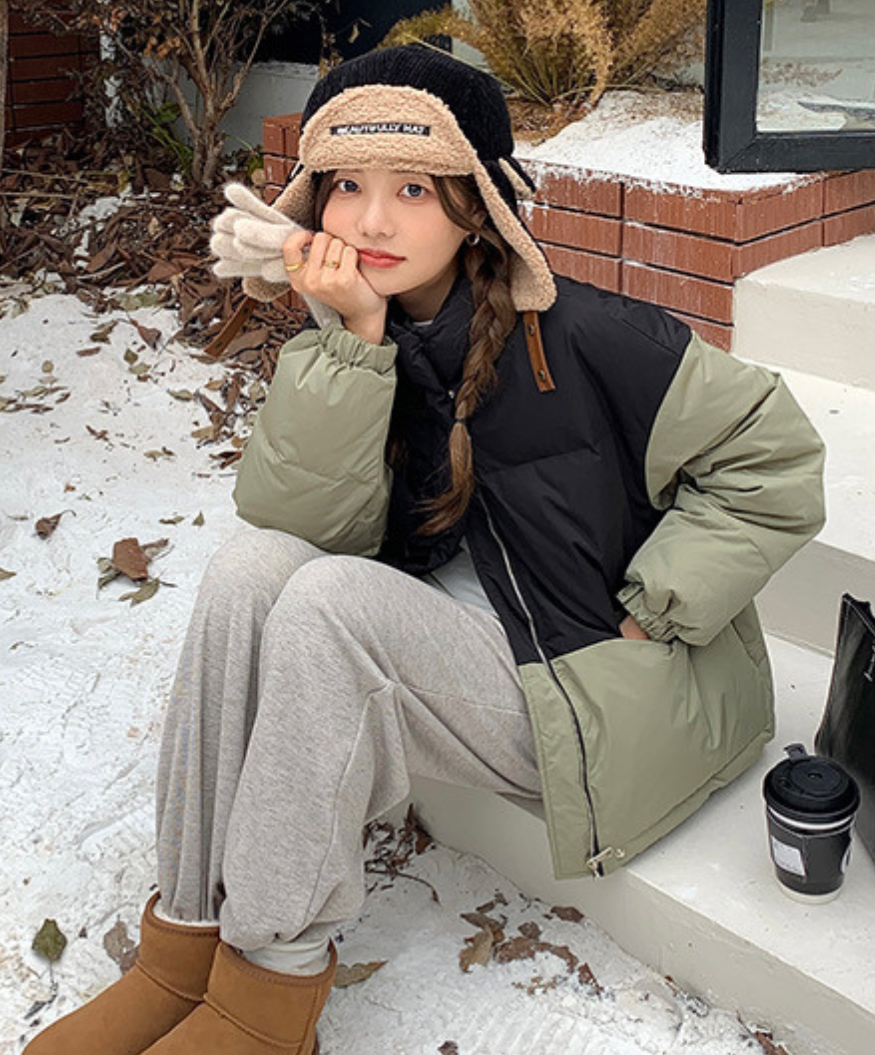 コントラストカラーショートダウンジャケット