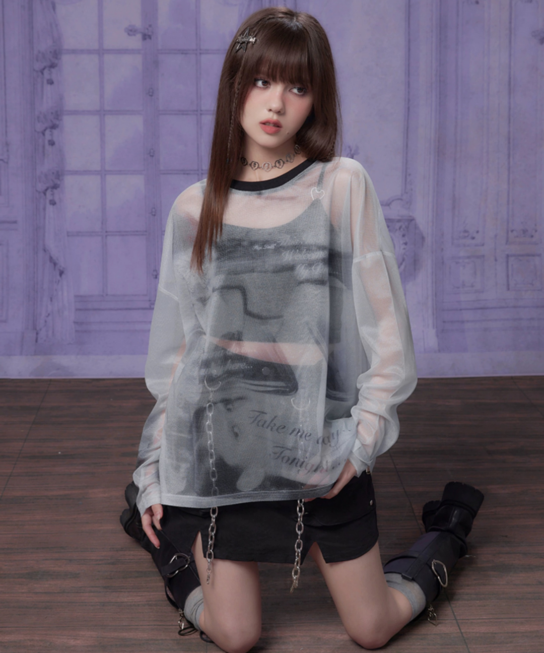 レディプリントシースルートップス – jemiremi（ジェミレミ）